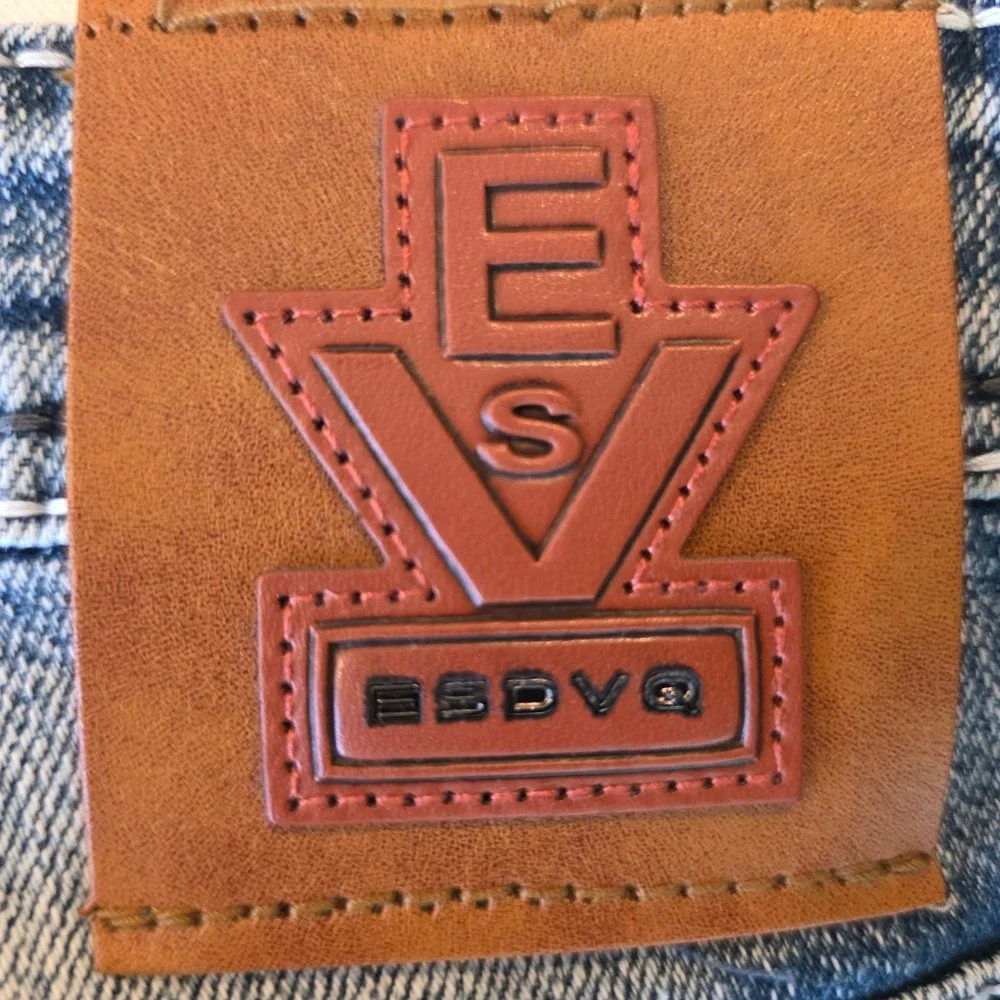 Mens‎ Western Blue Jeans ESDVQ Light Wash Thick Stitch Embroidered 37x30 Y2K